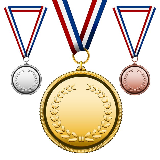 Conjunto de três medalhas