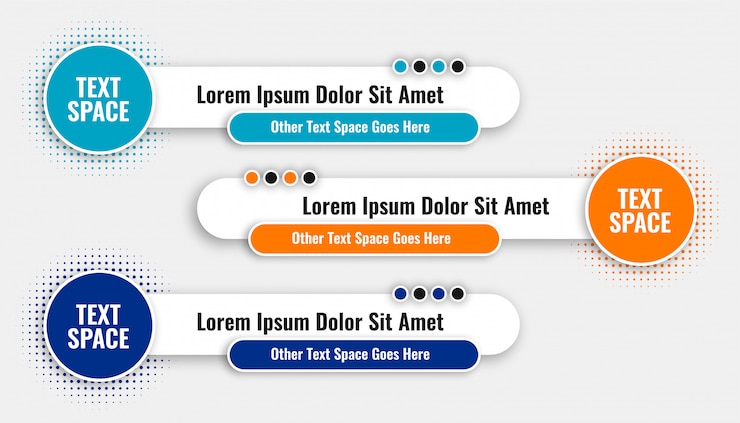 Vetor grátis conjunto de três modelo de banner inferior terceiro moderno
