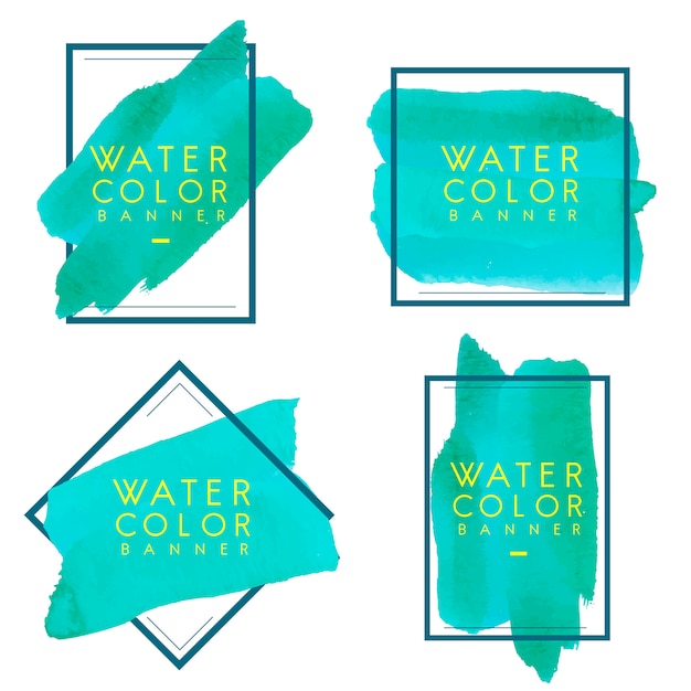 Vetor grátis conjunto de verde aquarela banner design vector