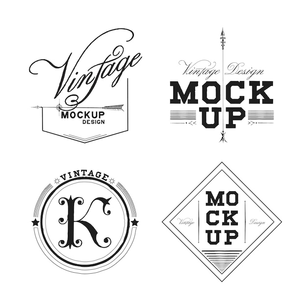 Vetor grátis conjunto de vetor de design de logotipo vintage maquete