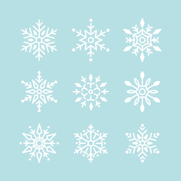 Vetor grátis conjunto de vetor de design de natal de flocos de neve