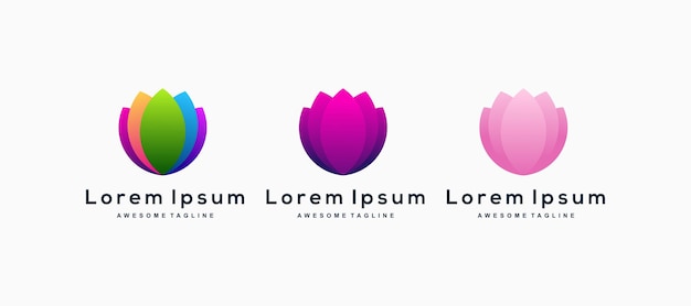 Vetor grátis conjunto de vetor de inspiração de design de logotipo colorido lotus