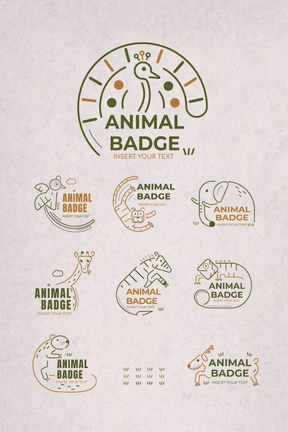 Vetor grátis conjunto de vetores de elementos de design de emblema animal