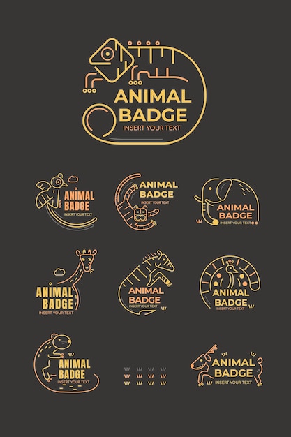 Conjunto de vetores de elementos de design de emblema animal