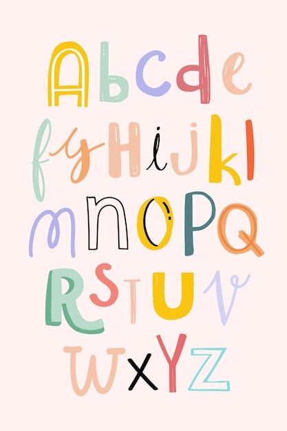 Vetor grátis conjunto de vetores de tipografia doodle alfabetos