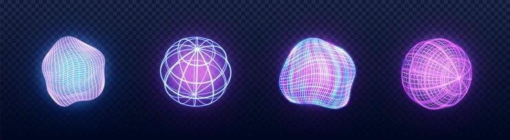 Vetor grátis conjunto de wireframe 3d da tech sphere