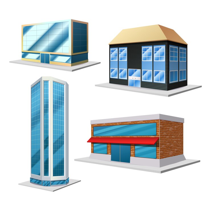 Vetor grátis conjunto decorativo 3d de construção