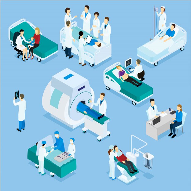 Conjunto isométrico médico e paciente
