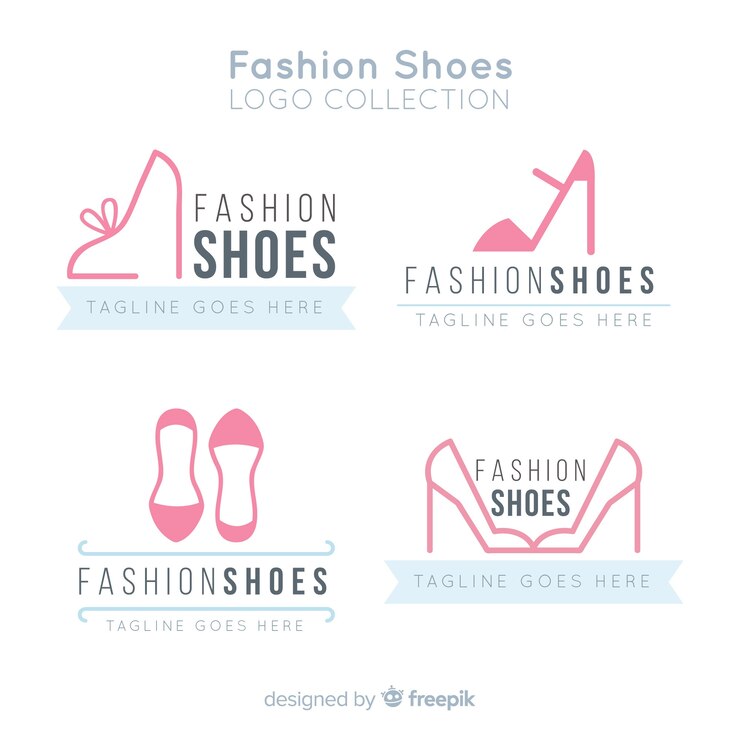 Vetor grátis conjunto moderno de logotipos de sapatos