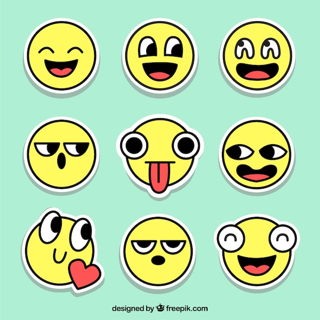 Vetor grátis conjunto original de adesivos emoticons