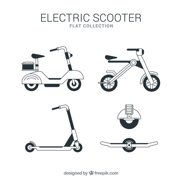 Vetor grátis conjunto original de scooters elétricos
