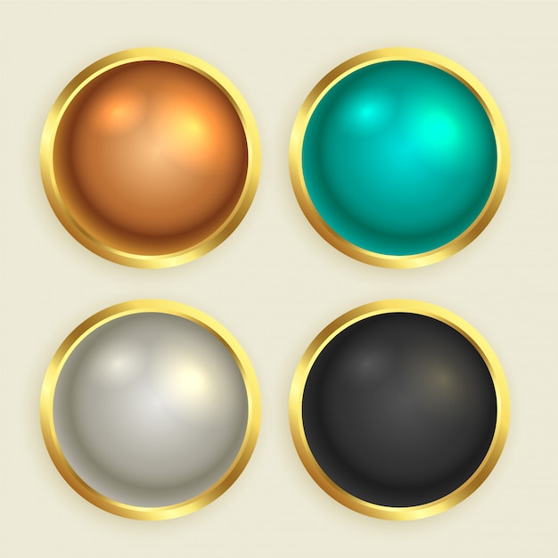 Vetor grátis conjunto premium de botões brilhantes dourados