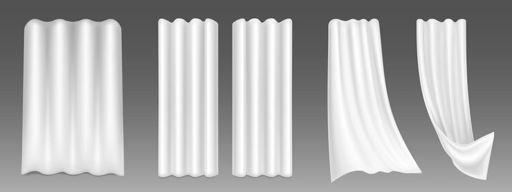 Vetor grátis conjunto realista de cortinas brancas esvoaçantes