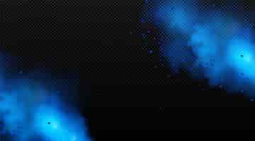 Vetor grátis conjunto realista de nuvens de pó azul em vetor de fundo transparente ilustração de respingo de tinta colorida com partículas no ar holi fest respingos de poeira coloridos spray textura celebração de carnaval