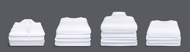 Conjunto realista de pilha de roupas brancas