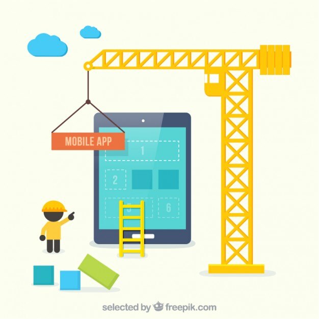 Vetor grátis construção aplicativo móvel