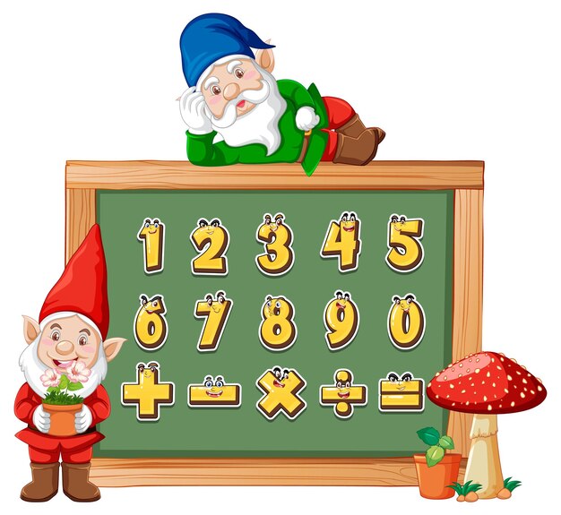 Vetor grátis contando números de 0 a 9 e símbolos matemáticos
