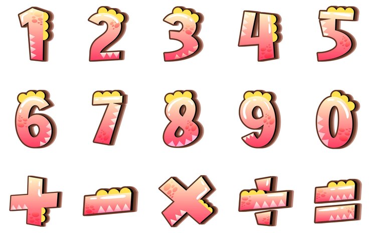 Vetor grátis contando números de 0 a 9 e símbolos matemáticos