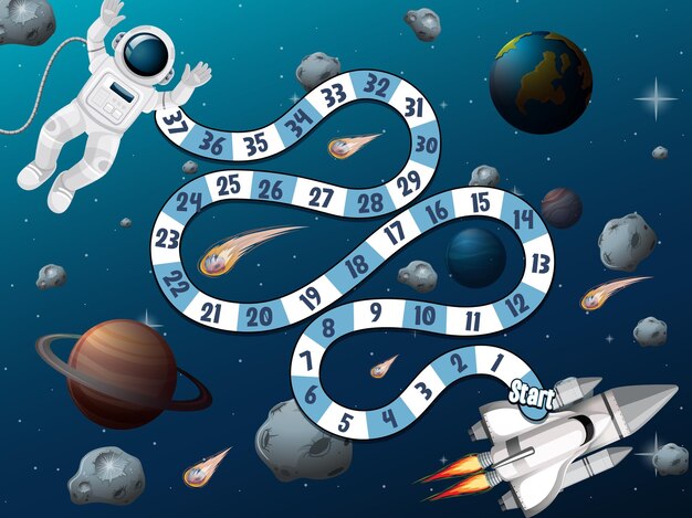 Contando o modelo de jogo de números com astronauta no espaço