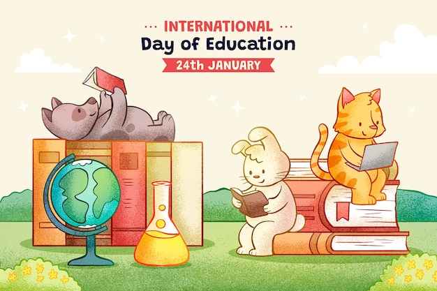 Vetor grátis contexto do dia internacional da educação desenhado à mão