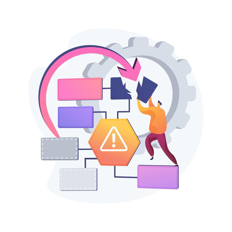 Vetor grátis continuidade de negócios e ilustração em vetor conceito abstrato de recuperação de desastres. recuperação de desastres econômicos, planejamento de continuidade de negócios, gerenciamento de risco, metáfora abstrata de estratégia anticrise.
