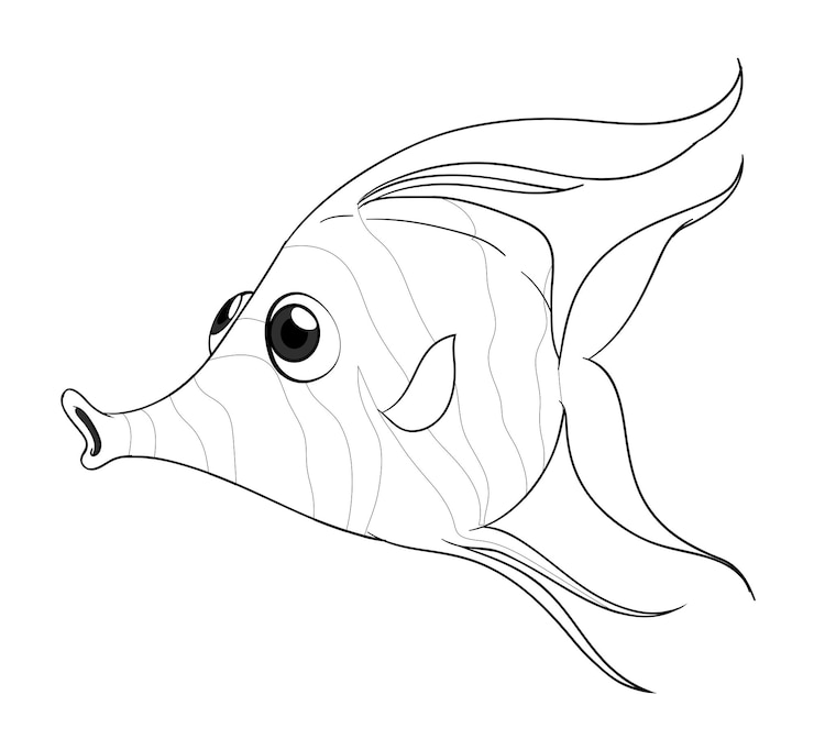 Vetor grátis contorno animal para peixes