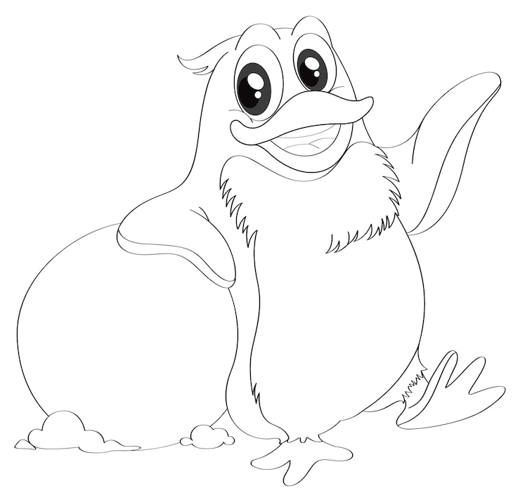 Vetor grátis contorno animal para pinguim e bola de neve