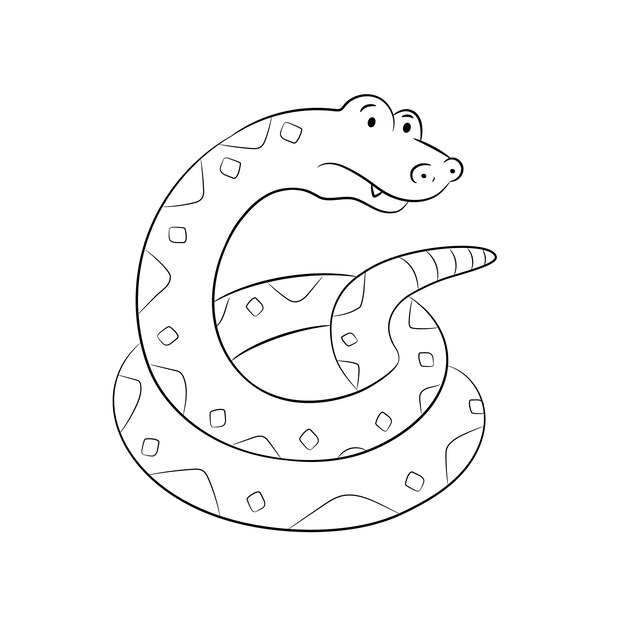 Contorno de cobra de design plano desenhado à mão