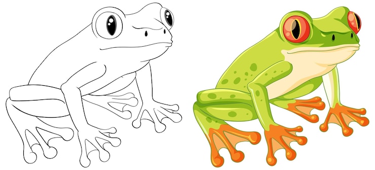 Vetor grátis contorno de desenho animado de sapo verde para colorir