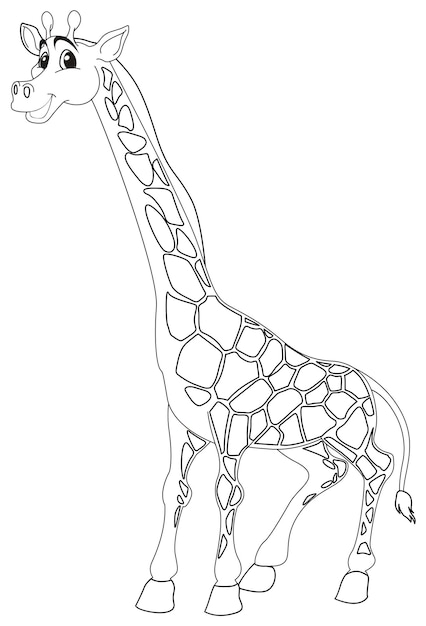 Contorno de doodle animal para girafa fofa