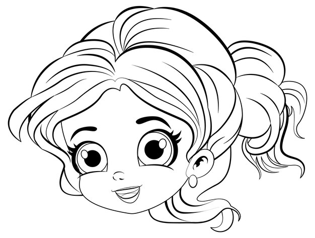 Menina dos desenhos animados com o rosto feliz correndo, doodle