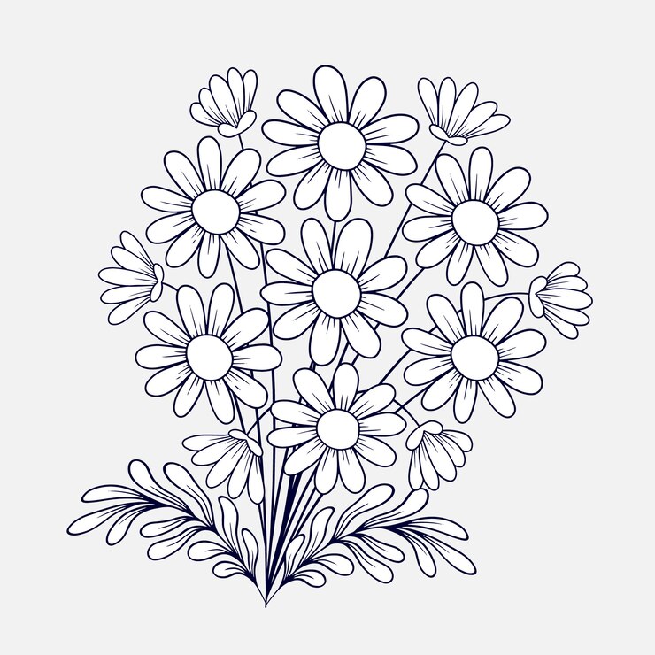 Vetor grátis contorno de flor simples de design plano desenhado à mão