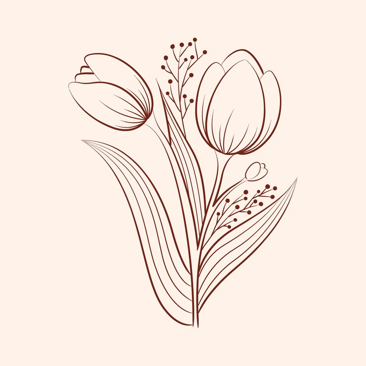Vetor grátis contorno de flor simples desenhado à mão
