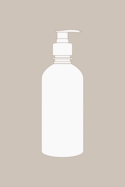 Contorno de garrafa de bomba de skincare, ilustração vetorial de embalagem de produtos de beleza