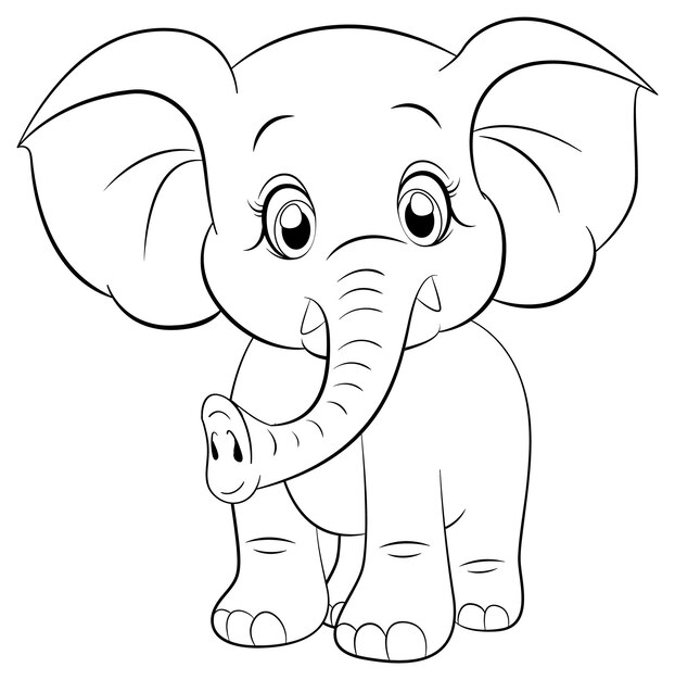Contorno de página para colorir de elefante fofo