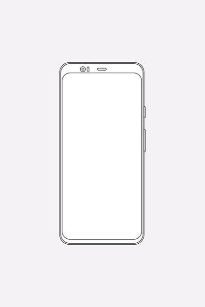 Contorno de smartphone branco, ilustração vetorial de dispositivo digital