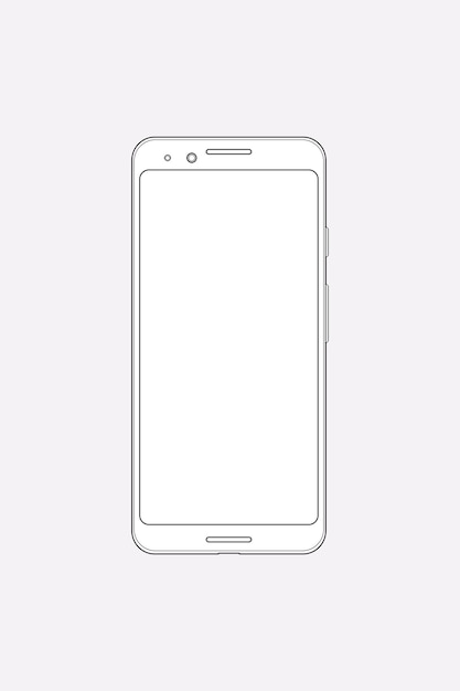 Contorno de telefone celular branco, ilustração vetorial de dispositivo digital