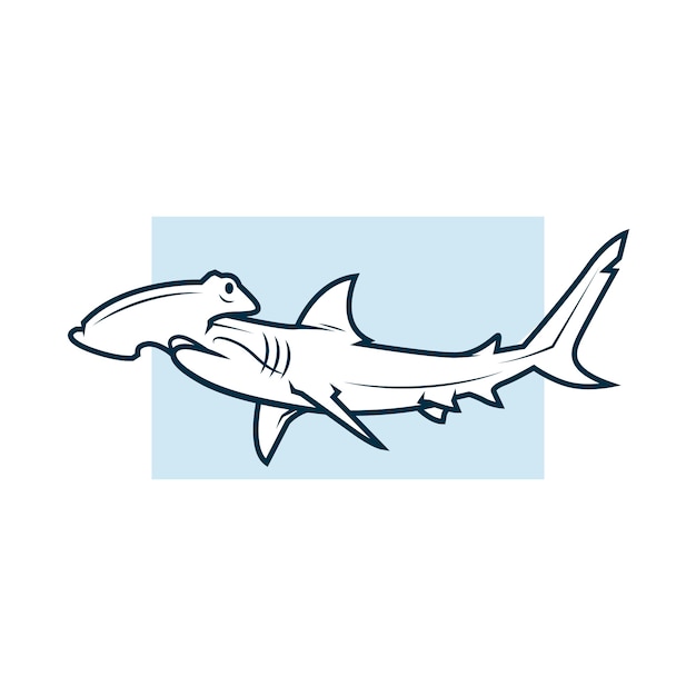 Contorno de tubarão de design plano desenhado à mão