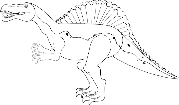 Vetor grátis contorno do doodle do dinossauro spinosaurus no fundo branco