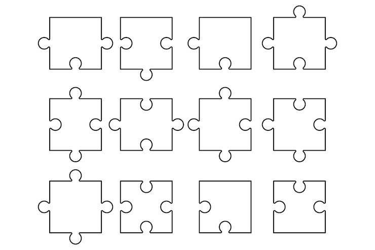 Vetor grátis contorno separado das peças do quebra-cabeça