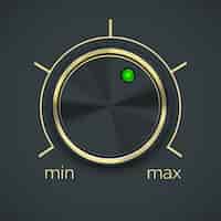 Vetor grátis controlador de metal circular de vetor com botão verde isolado no fundo preto.