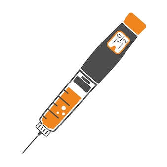 Controle o seu conceito de diabetes. seringa para caneta de insulina. ícone de estilo simples. conceito de vacinação, injeção. ilustração vetorial isolada