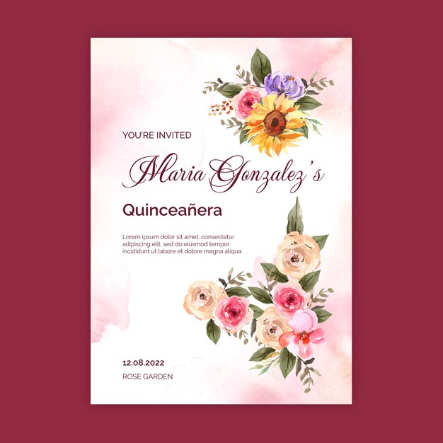 convite aquarela para festa de debutante