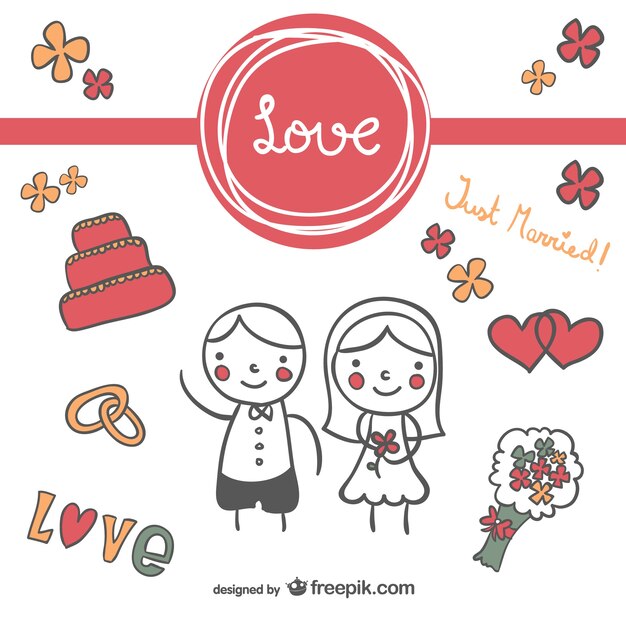 Convite bonito do doodle carrinho casamento