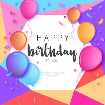Convite de aniversário colorido com balões