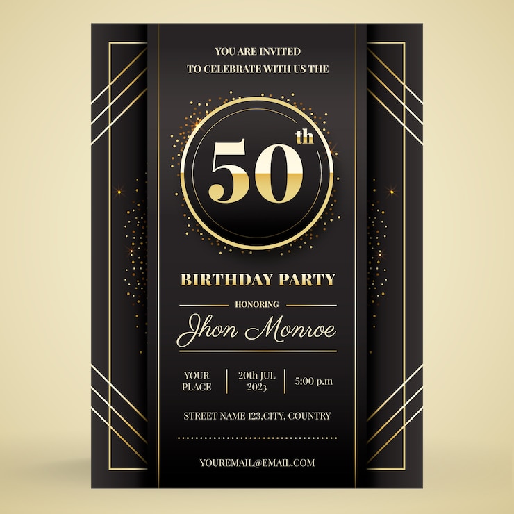 Vetor grátis convite de aniversário de 50 anos gradiente