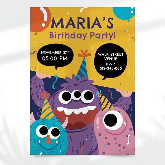 Convite de aniversario de monstros