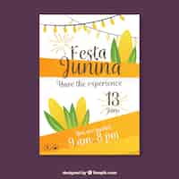 Vetor grátis convite de cartaz festa junina com milho em estilo simples