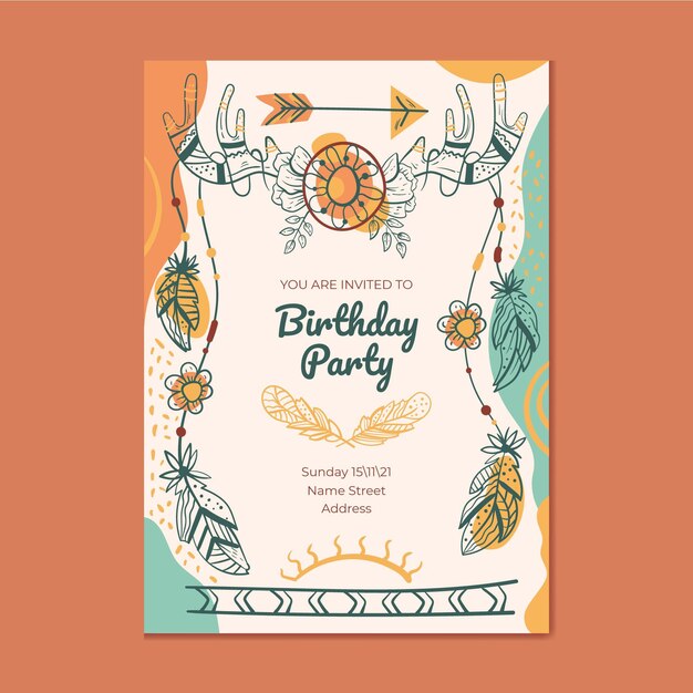 Convite de casamento boho detalhado