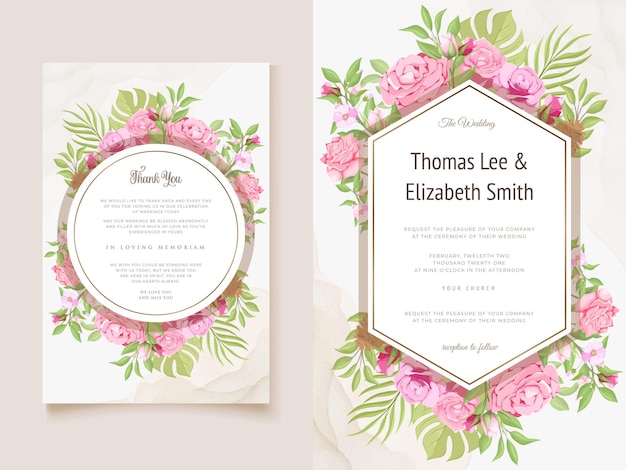 Convite de casamento com lindo modelo floral e folhas